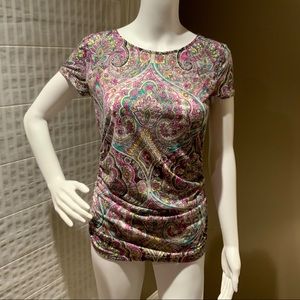 INC Floral side ruched top